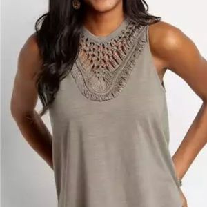Maurice’s XL macramé tank top in grey